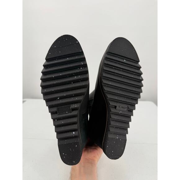 NWT TOMS Women's Maddie Black Leather Suede Wedge Heeled Boots Size 8 - Picture 10 of 10